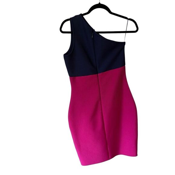 ALIEVA IRA TWO TONE BANDAGE Navy and Pink One-Shoulder Bodycon Mini Dress Size L - Picture 5 of 11
